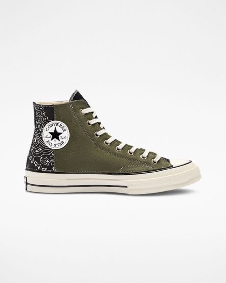 Zapatillas Altas Converse Chuck 70 LTD Paisley Suede Hombre Negras Verde | PE 7E4WP0